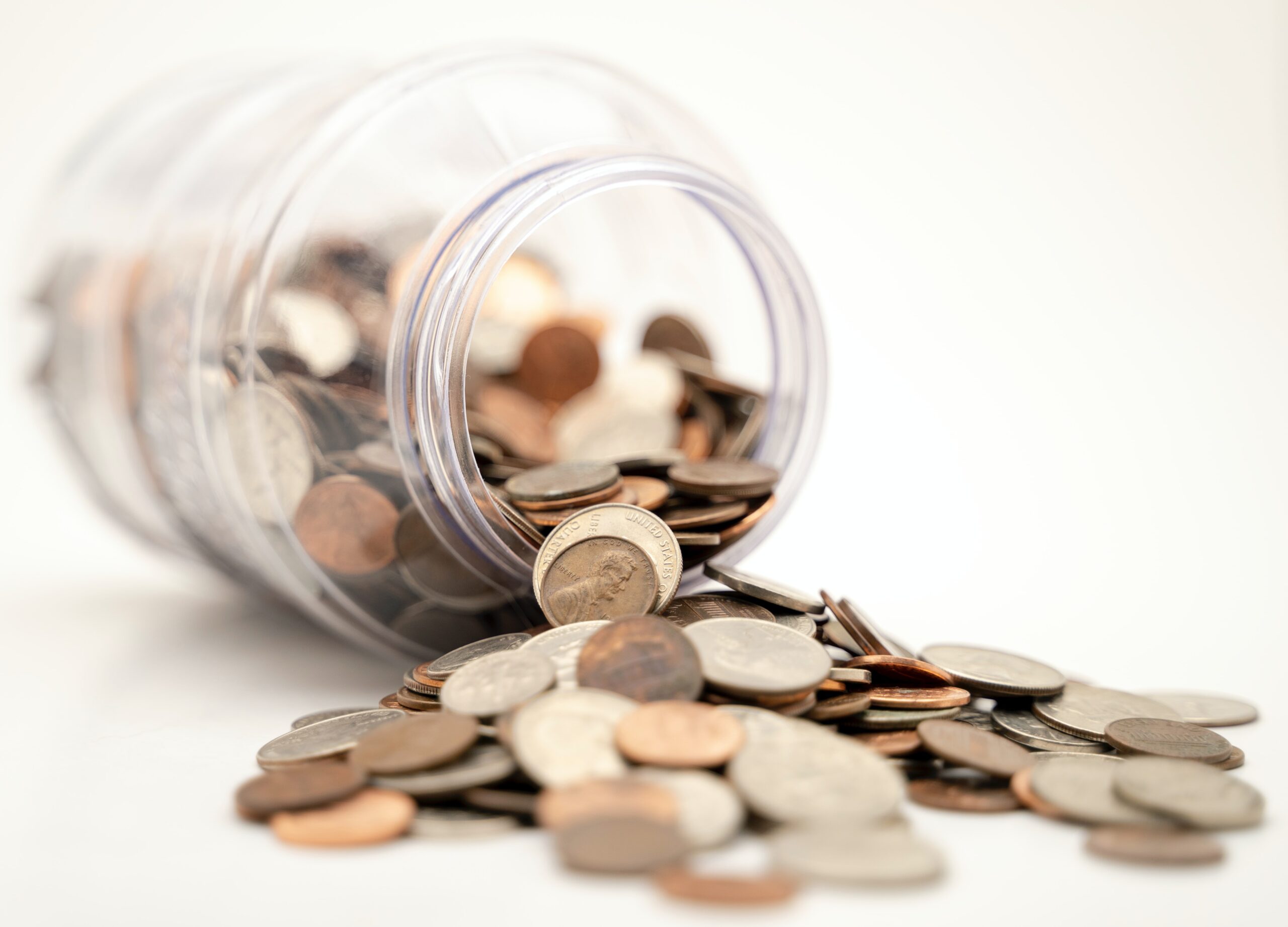 Jar of change tipped over